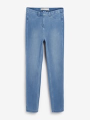 Bleach Blue Cropped Denim Jersey Capri Leggings - Image 6 of 6