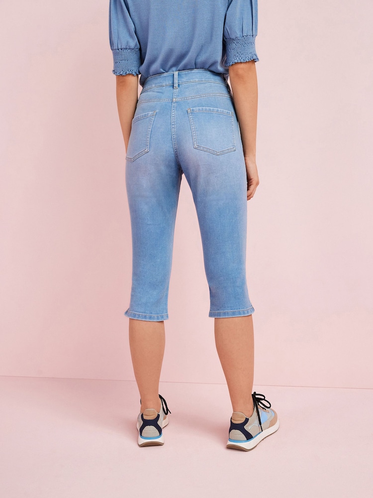Mid Blue Pedal Pusher Cropped Jeans - Image 2 of 5