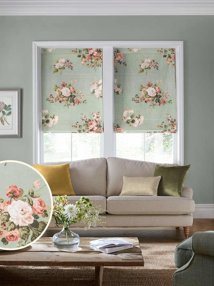 Laura Ashley Sage Green Rosemore Made To Measure Roman Blind - Image 1 of 7
