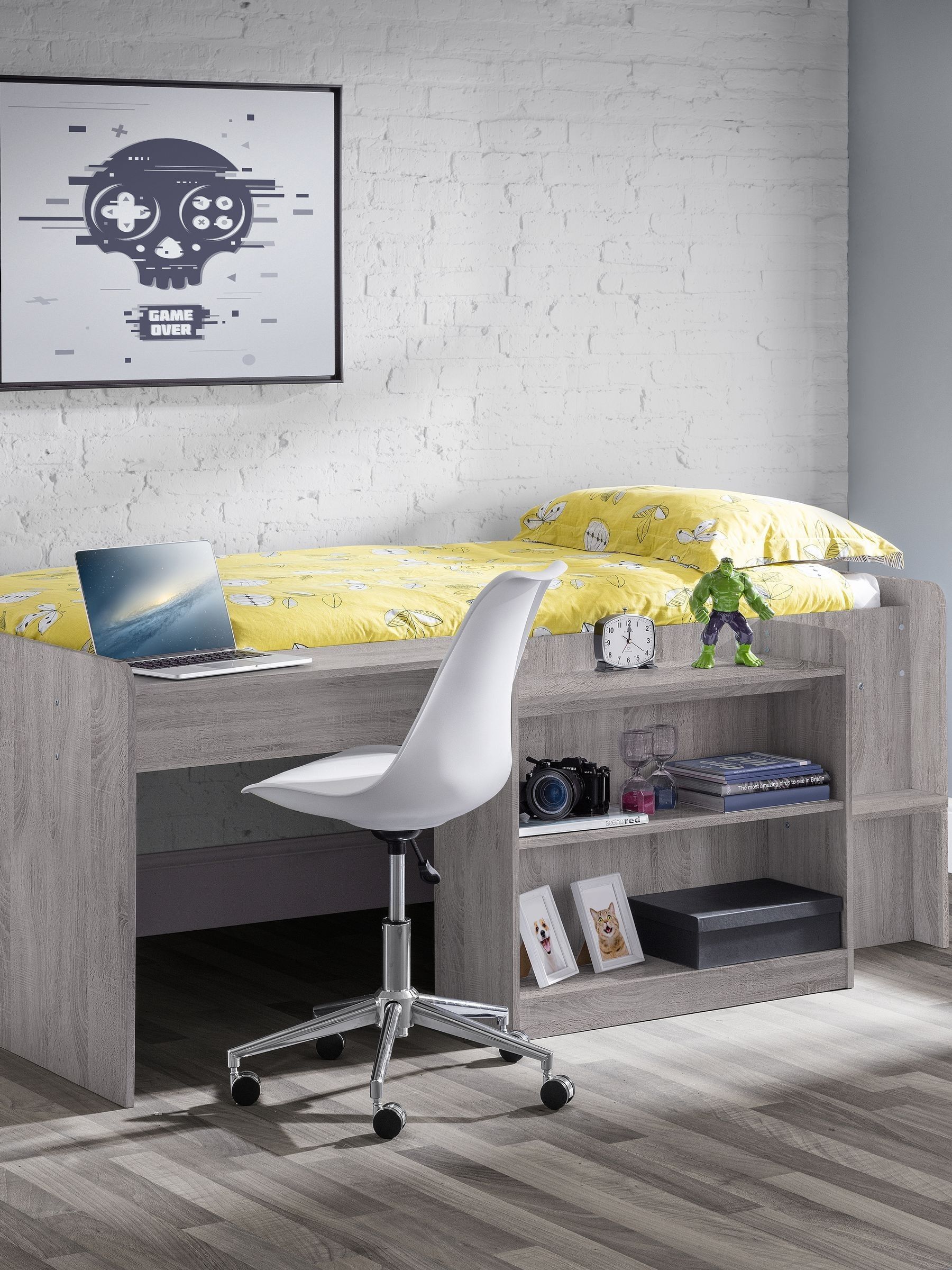 Julian Bowen Neptune Grey Oak Midsleeper Bed - Kids Single UK Bed - Oak Finish - Image 5