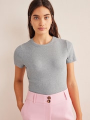 Boden Grey Cotton Ribbed T-Shirt - Image 1 of 5