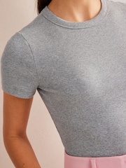 Boden Grey Cotton Ribbed T-Shirt - Image 4 of 5