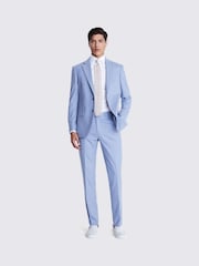 MOSS Light Blue Tailored Fit Flannel Suit Jacket - Image 4 of 8