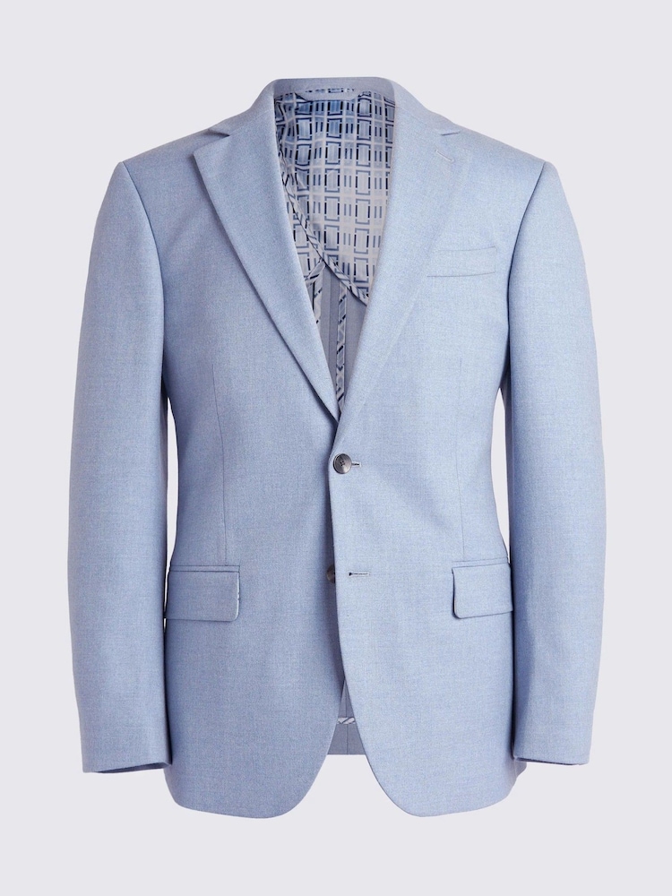 MOSS Light Blue Tailored Fit Flannel Suit Jacket - Image 8 of 8