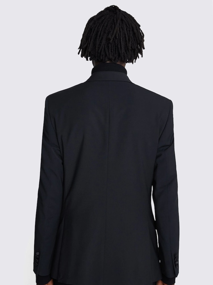 MOSS Black Tailored Fit Performance Peak Tuxedo Suit Jacket - Image 2 of 6