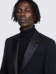 MOSS Black Tailored Fit Performance Peak Tuxedo Suit Jacket - Image 4 of 6