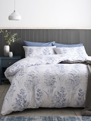Blue Floral 100% Cotton Printed Duvet Cover and Pillowcase Set - Image 1 of 2