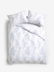 Blue Floral 100% Cotton Printed Duvet Cover and Pillowcase Set - Image 2 of 2