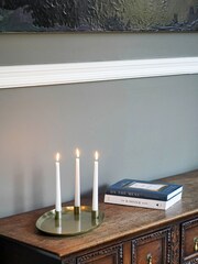 Ivyline Gold Champagne Gold Oval Centrepiece with Magnetic Candle Holders - Image 1 of 4