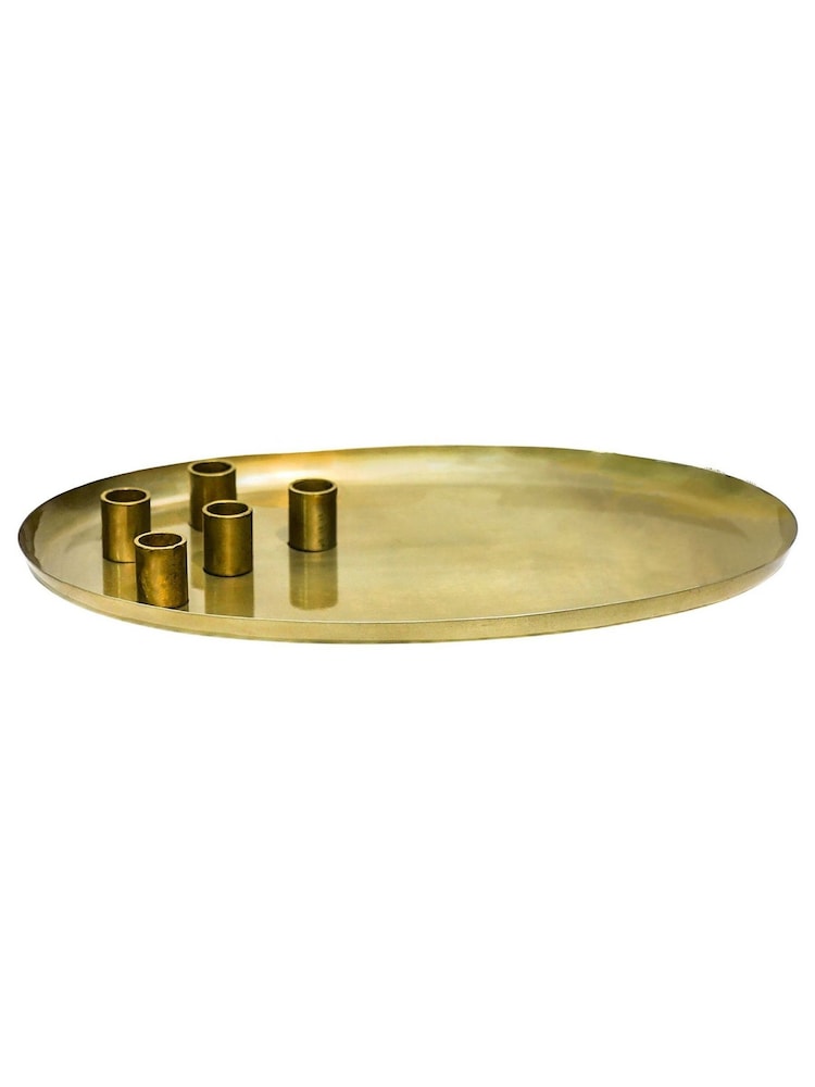 Ivyline Gold Champagne Gold Oval Centrepiece with Magnetic Candle Holders - Image 2 of 4