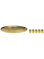 Ivyline Gold Champagne Gold Oval Centrepiece with Magnetic Candle Holders - Image 4 of 4