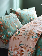 furn. Fern Green Lunawood Printed Nature Reversible Duvet Cover and Pillowcase Set - Image 4 of 4