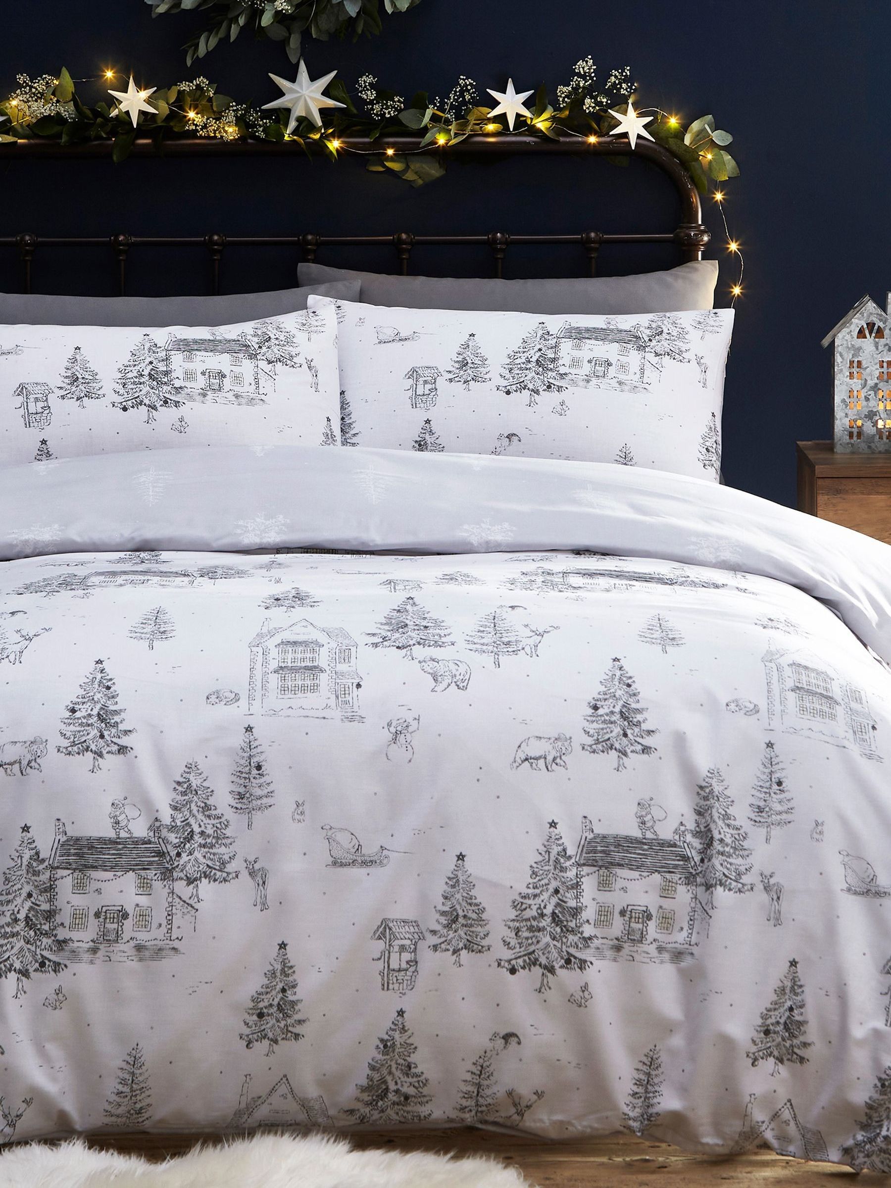Christmas bedding grey discount