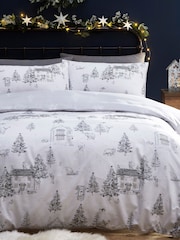 furn. Snow White Midwinter Toile Festive Reversible Christmas Duvet Cover and Pillowcase Set - Image 1 of 3