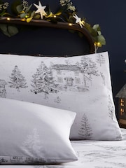 furn. Snow White Midwinter Toile Festive Reversible Christmas Duvet Cover and Pillowcase Set - Image 3 of 3