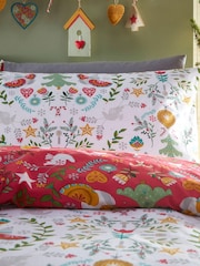 furn. White Scandi Festive Christmas Reversible Duvet Cover and Pillowcase Set - Image 2 of 3