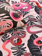 furn. Ruby Pink Serpentine Tropical Reversible Duvet Cover and Pillowcase Set - Image 3 of 3