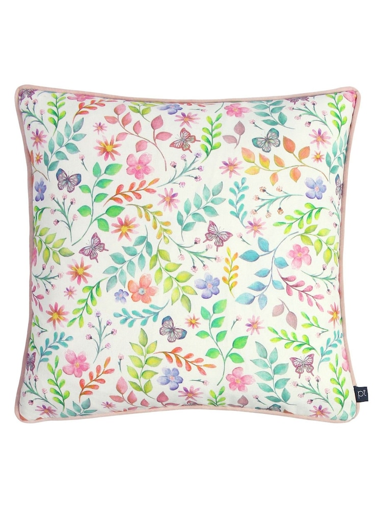 Prestigious Textiles Candyfloss Pink Secret Garden Floral Feather Filled 100% Cotton Cushion - Image 1 of 5