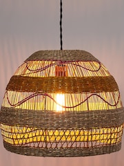 Oliver Bonas Pink Ola Pink Seagrass Pendant Lamp Shade - Image 1 of 4