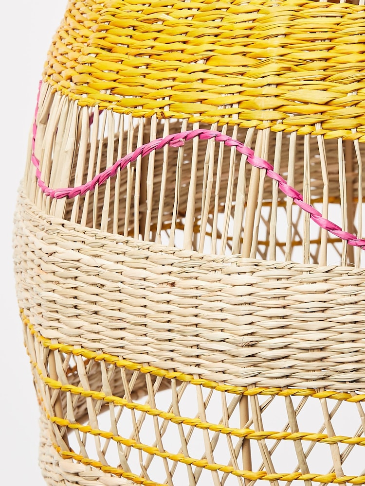 Oliver Bonas Pink Ola Pink Seagrass Pendant Lamp Shade - Image 4 of 4