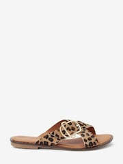 Leopard Print Forever Comfort® Cross Strap Buckle Mules - Image 3 of 6