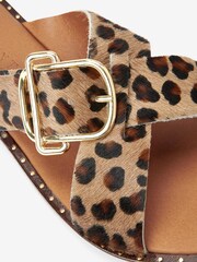 Leopard Print Forever Comfort® Cross Strap Buckle Mules - Image 6 of 6