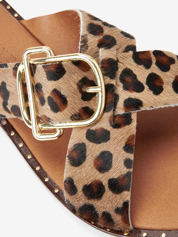 Leopard Print Forever Comfort® Cross Strap Buckle Mules - Image 6 of 6