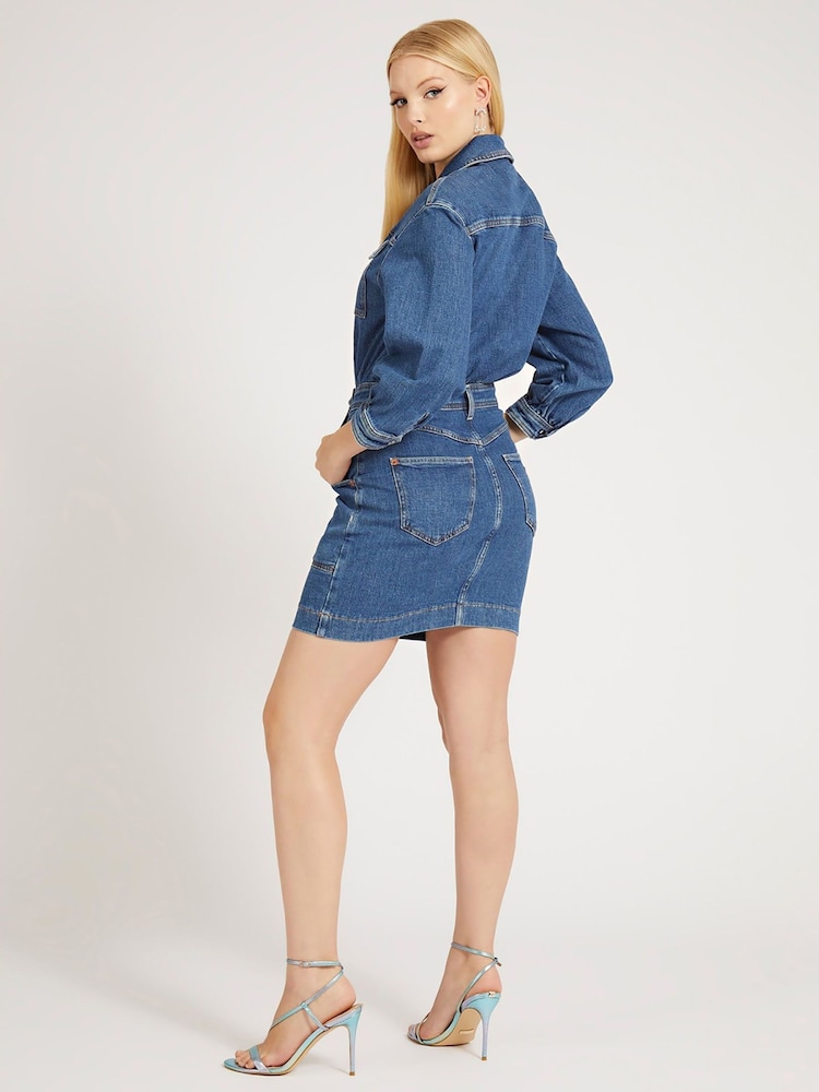 Robe courte en jean Guess Eliza bleue - Image 2 of 5