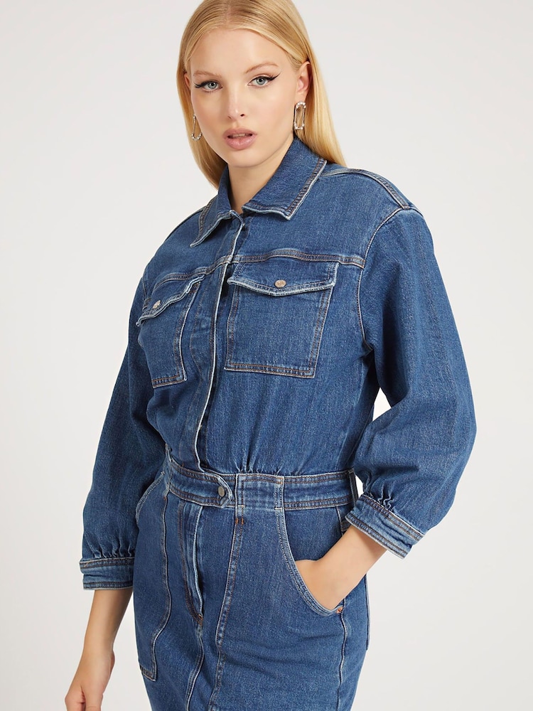 Robe courte en jean Guess Eliza bleue - Image 3 of 5