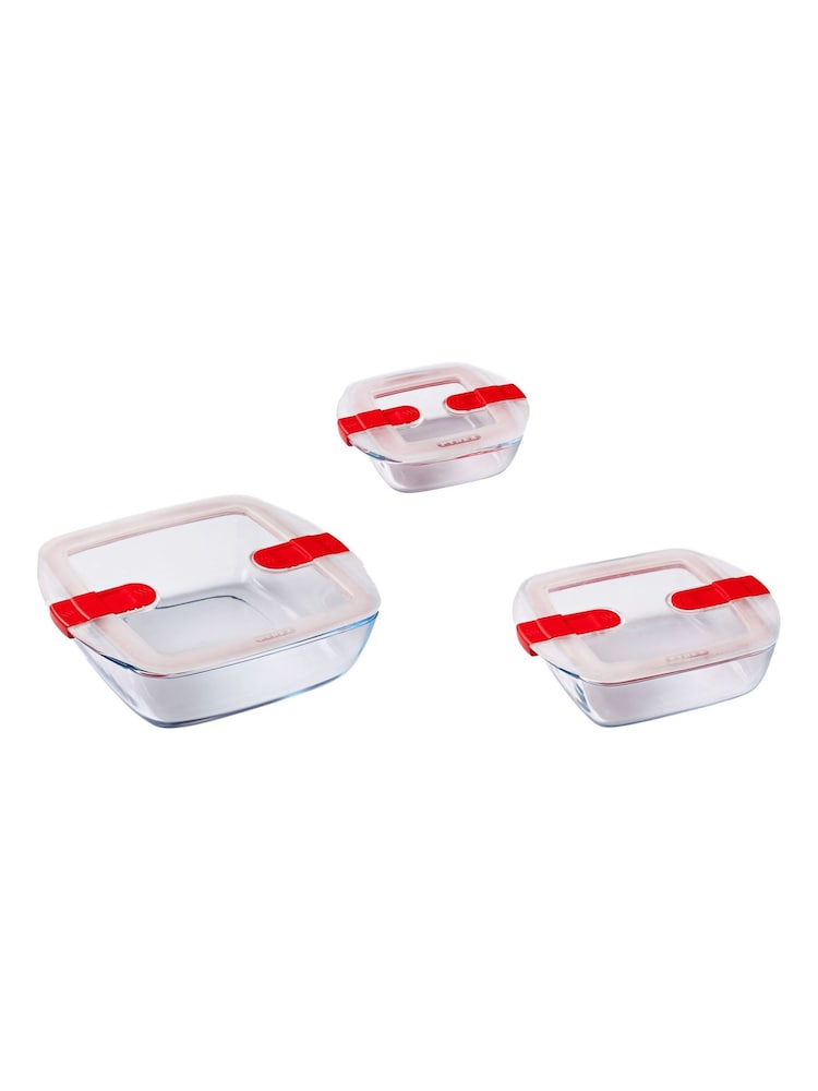 Pyrex Set of 3 Cook & Heat Glass Food Containers - Image 2 of 2