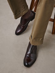 Brun - Chaussures Oxford en cuir à bout rapporté - Image 1 de 8