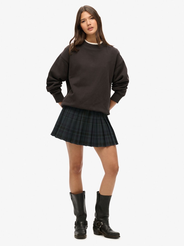 Superdry Purple Vintage Check Pleated Mini Skirt - Image 2 of 6 Superdry Purple Vintage Check Pleated Mini Skirt - Image 2 of 6