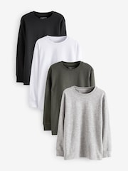 Schwarz/Weiß/Grau - Long Sleeve Cosy T-Shirts 4 Pack (3-16yrs) - Bild 1 von 2