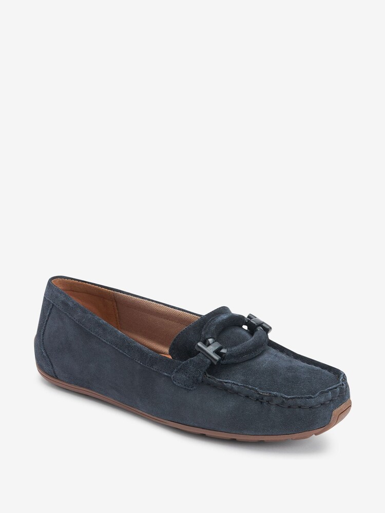 Granatowy - Forever Comfort® Leather Hardware Driver Shoes - Image 5 of 7