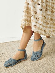 Blue Ankle Strap Huarache Sandals - Image 1 of 6