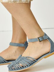 Blue Ankle Strap Huarache Sandals - Image 2 of 6