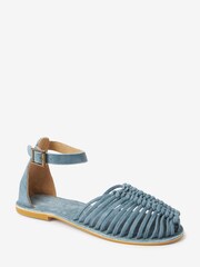 Blue Ankle Strap Huarache Sandals - Image 4 of 6