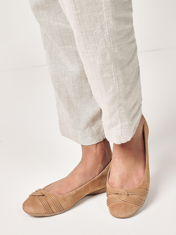 Camel Brown Forever Comfort® Twist Leather Ballerina Shoes - Image 1 of 6
