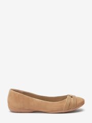 Camel Brown Forever Comfort® Twist Leather Ballerina Shoes - Image 3 of 6