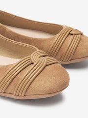 Camel Brown Forever Comfort® Twist Leather Ballerina Shoes - Image 6 of 6