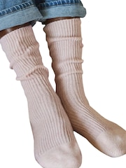 Pure Collection Rosa Bettsocken aus Kaschmir-Mischung​​​​​​​ - Bild 2 von 2
