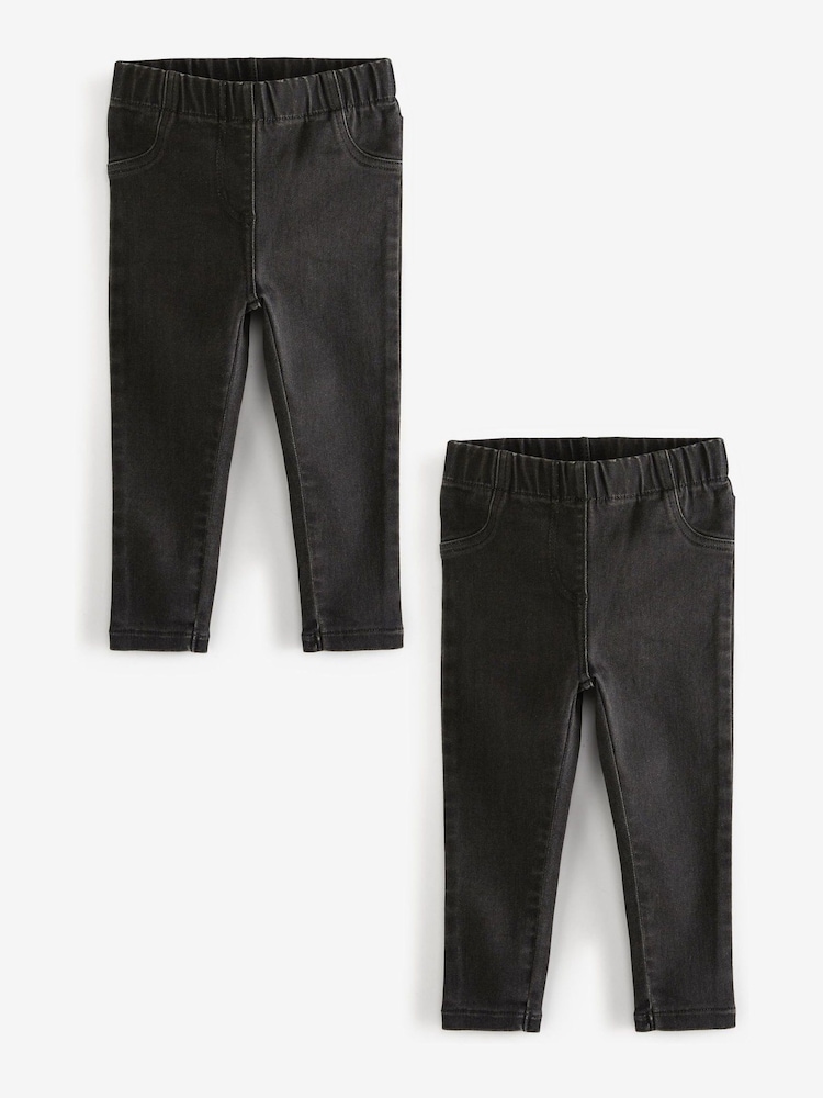 Black Denim 2 Pack Elasticated Waist Jeggings (3mths-7yrs) - Image 1 of 4