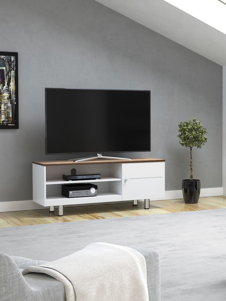 AVF White Whitesands 1200 Rustic Wood Effect TV Stand - Image 1 of 7