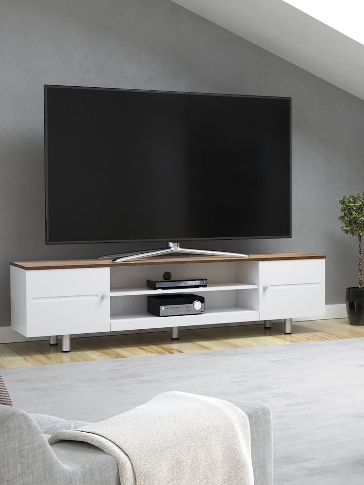 AVF White Whitesands 1900 Rustic Wood Effect TV Stand - Image 1 of 6