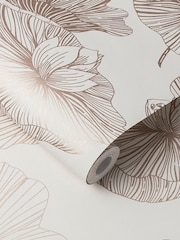 Graham & Brown Cream Lotus Floral 10M Wallpaper - Image 2 of 3
