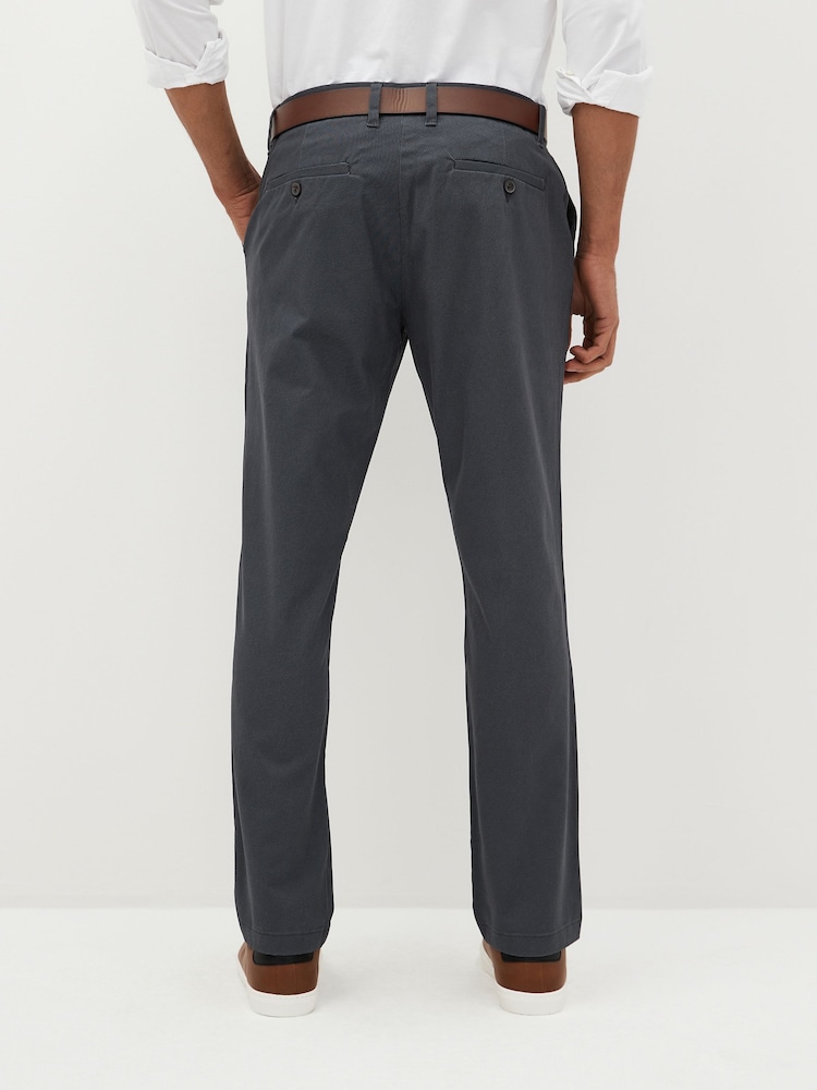 Bleu marine - Slim Fit (Slim Fit) - Pantalon chino doux imprimé à ceinture - Image 3 of 7