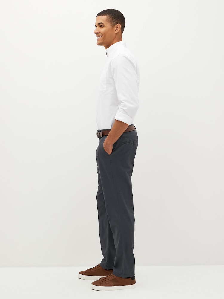 Bleu marine - Slim Fit (Slim Fit) - Pantalon chino doux imprimé à ceinture - Image 4 of 7