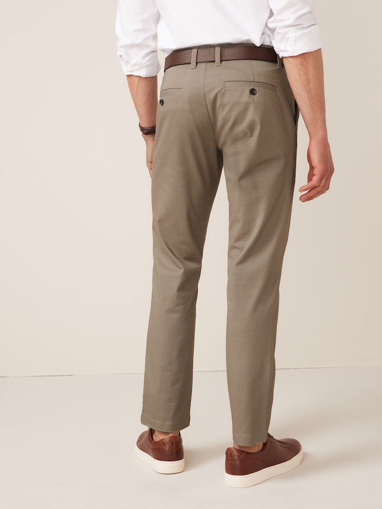 Pastelgeel - Slim Fit - Zachte chino met print en riem - Image 3 of 9