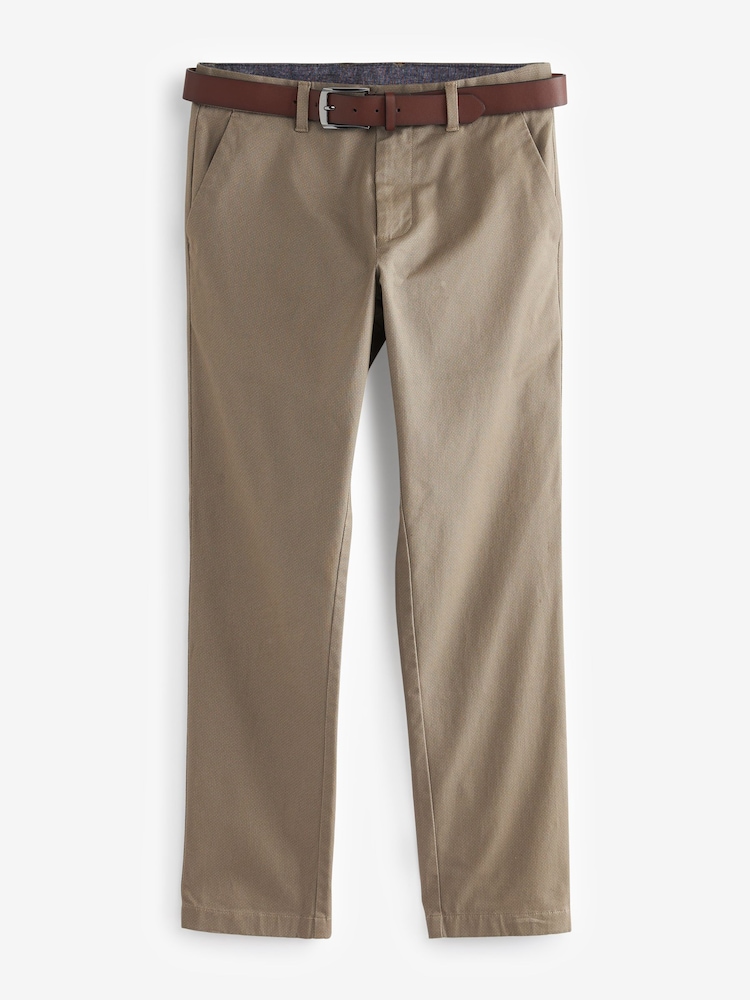 Pastelgeel - Slim Fit - Zachte chino met print en riem - Image 5 of 9