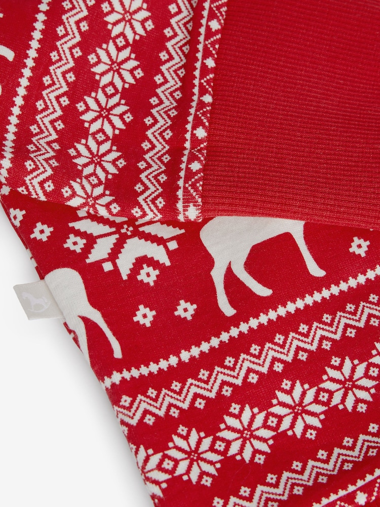 The Little Tailor Kids Reindeer Christmas Fairisle Pattern 100% Cotton All-In-One - Image 9 of 9